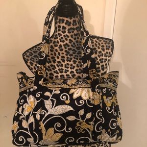 Vera Bradley large new tote yellow mix black bag